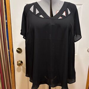 Elegant Black Women's Top 2X 18-20 chiffon top